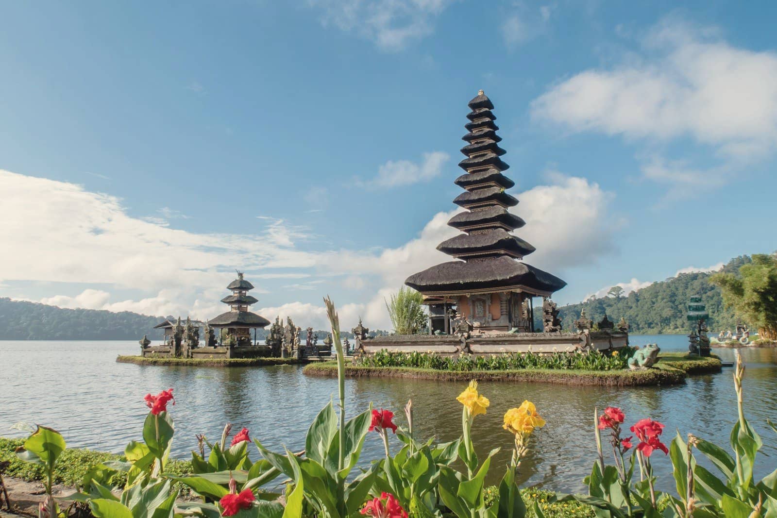 Ulun Danu Beratan temple on a lake in Bali