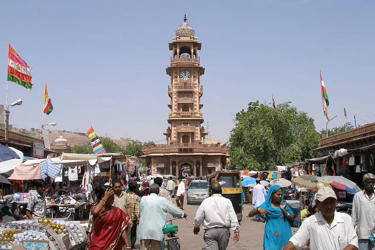 The clock tower in Jodhpur's Sardar Market