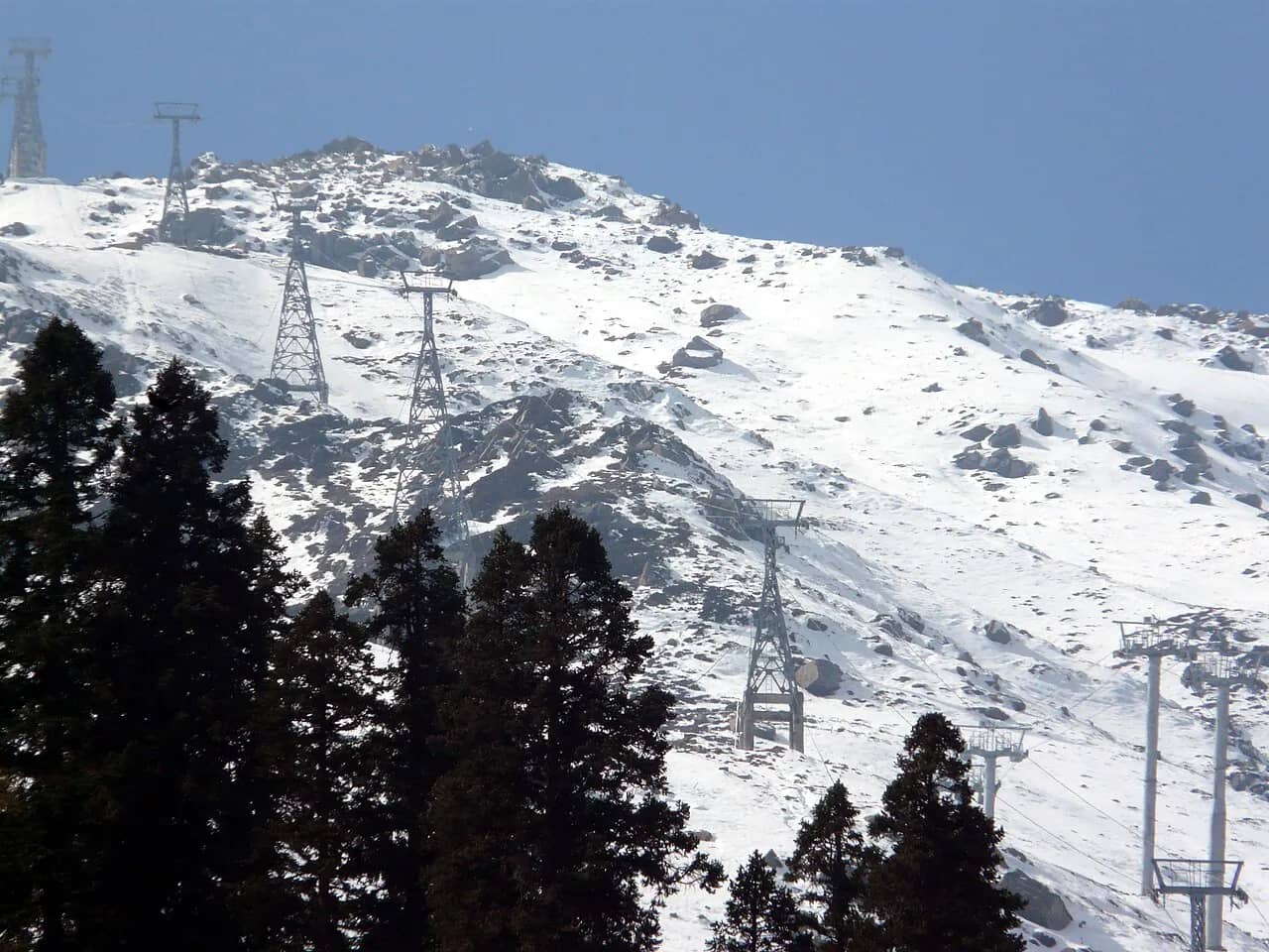 Gulmarg Gondola cable cars above the forest