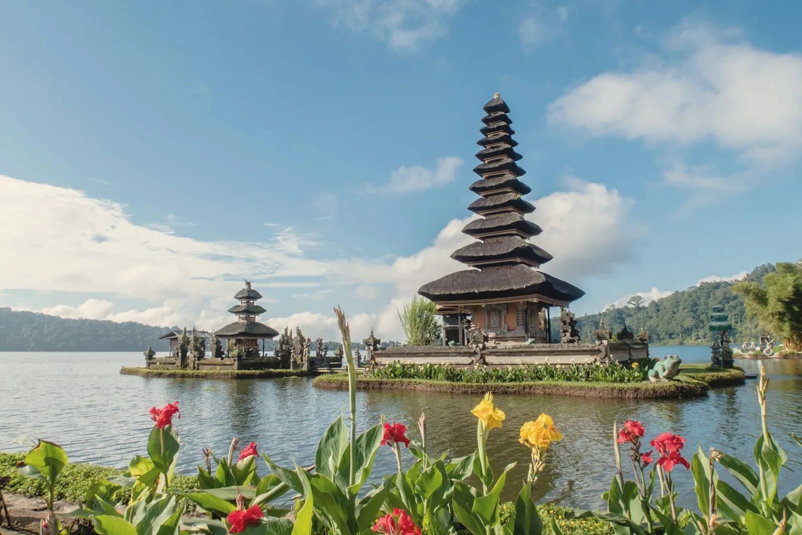Ulun Danu Beratan temple on a lake in Bali