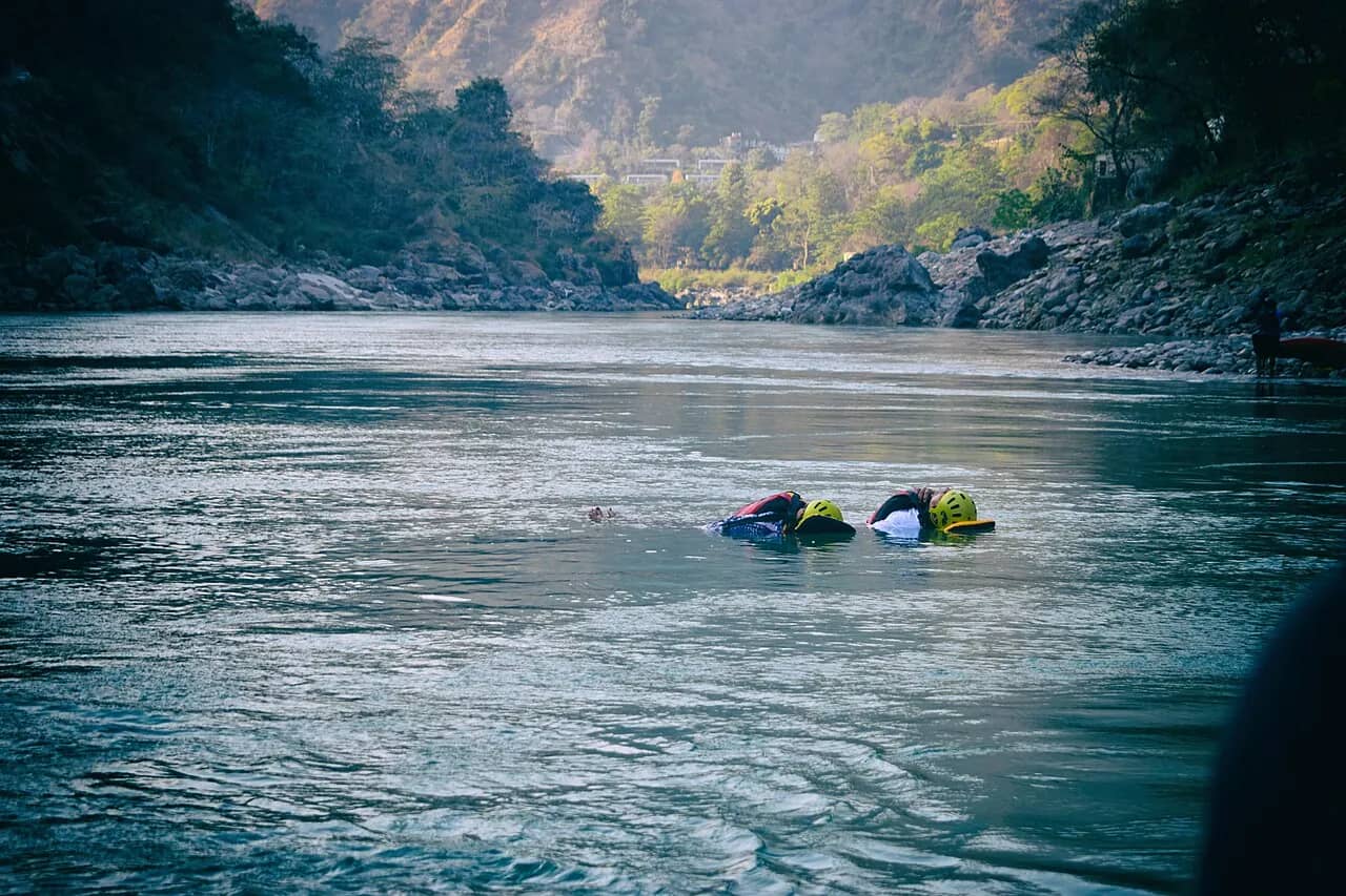 A raft on the Ganga near Rishikesh