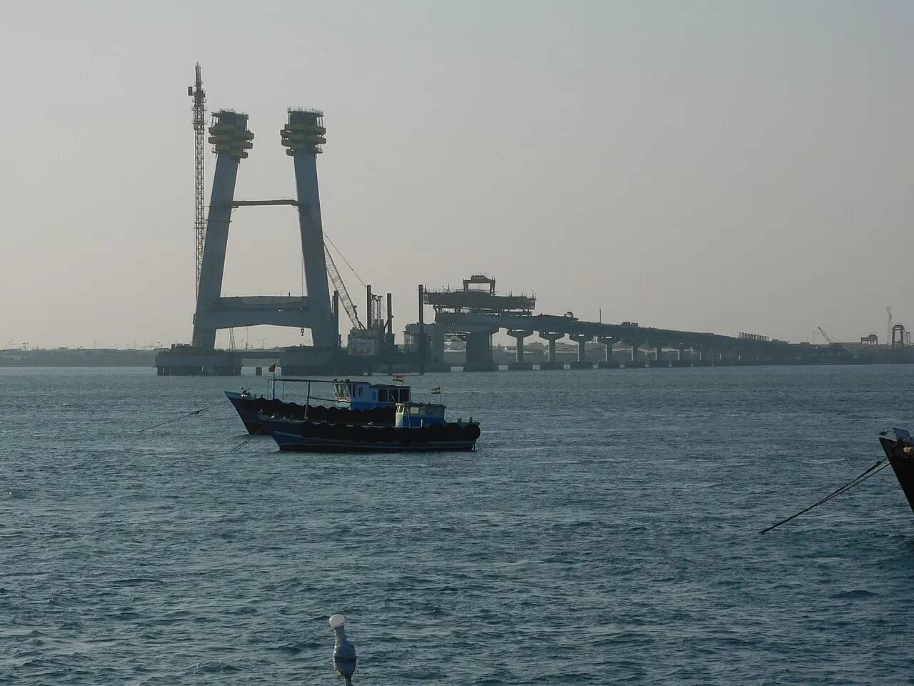 Sudarshan Setu under construction, seen from Bet Dwarka